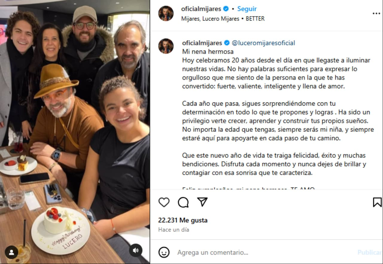 Manuel Mijares felicita a su hija Lucero.