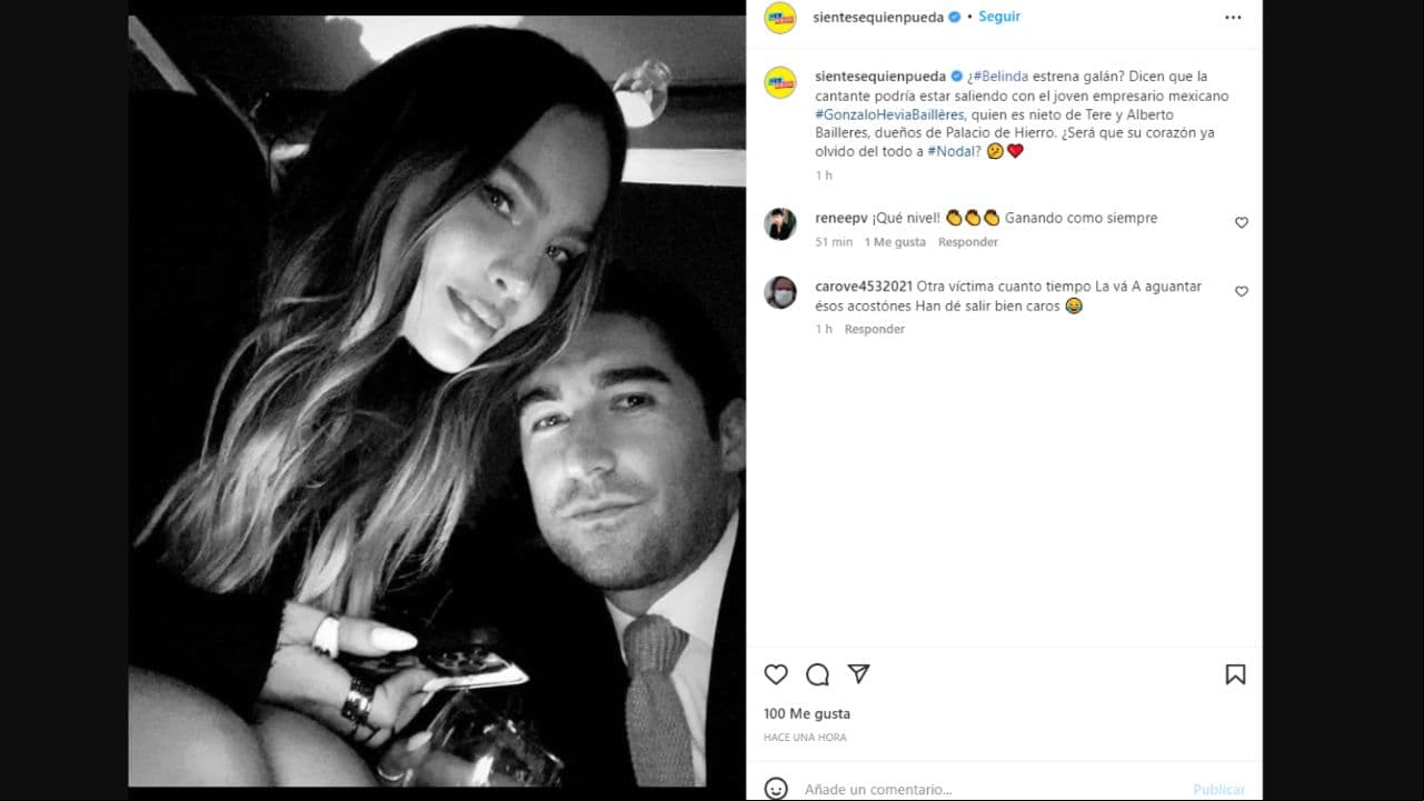 Belinda con Gonzalo Hevia Bailléres en un posteo de Instagram