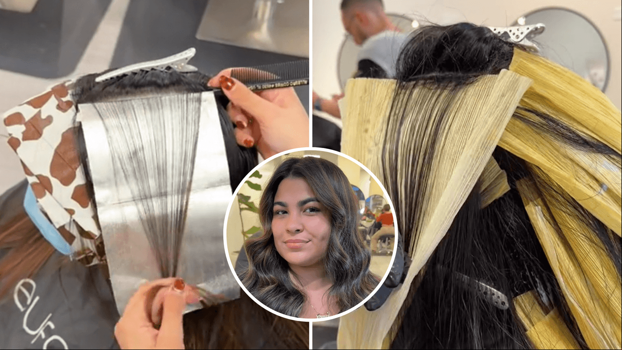 Estilista latina sustituye aluminio por hojas para tamal para decolorar cabello: ¿el ‘tamalayage’ funcionó?