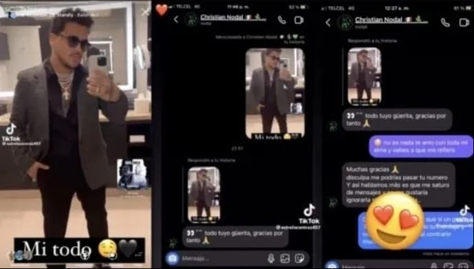 Supuestos mensajes que Christian Nodal hace a fans
