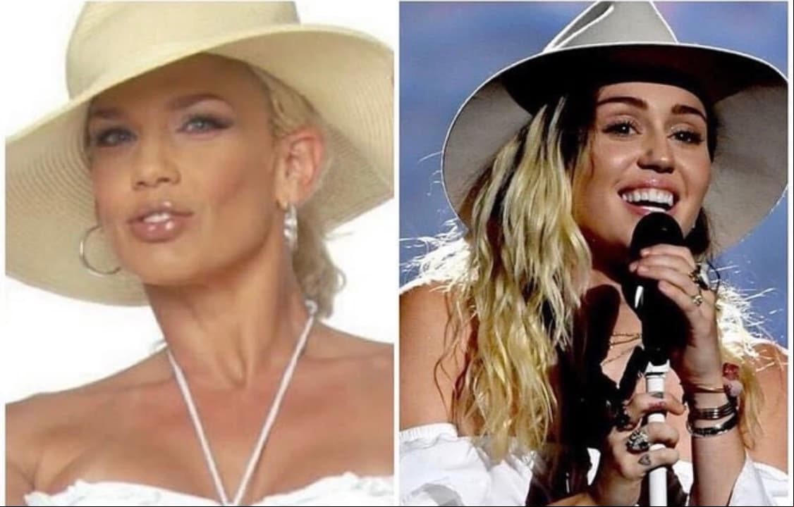 Mismo tono de cabello y textura, así como un sombrero muy parecido, son tan solo algunas similitudes que comparte Miley Cyrus en esta imagen comparativa con la cubana.