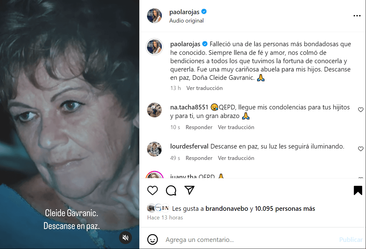 Paola Rojas se despide de su exsuegra con emotivo mensaje