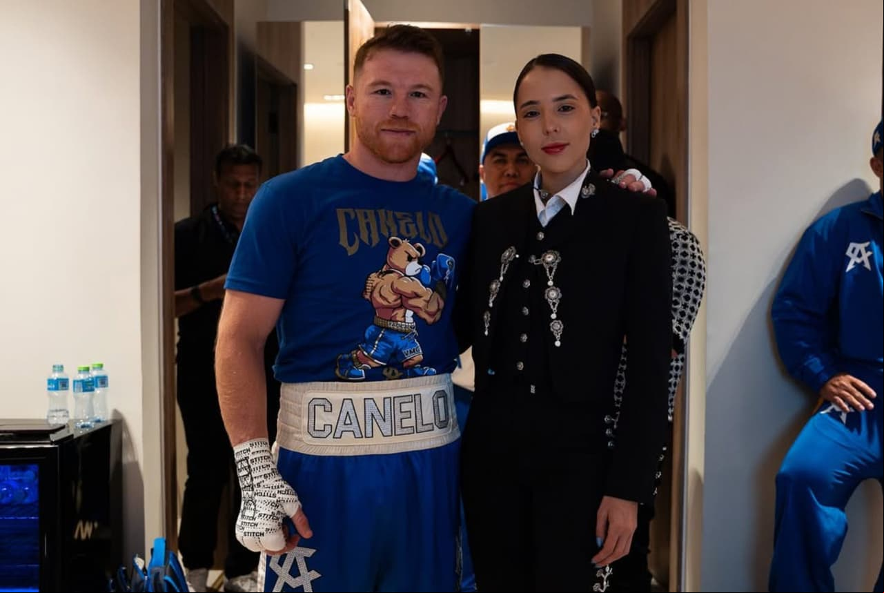 Saúl "Canelo" Álvarez y Majo Aguilar.