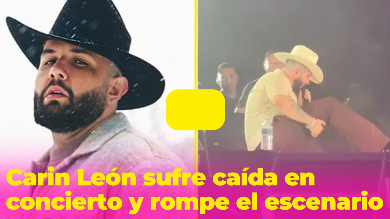 Carin León sufre aparatosa caída durante concierto y hasta rompe el escenario