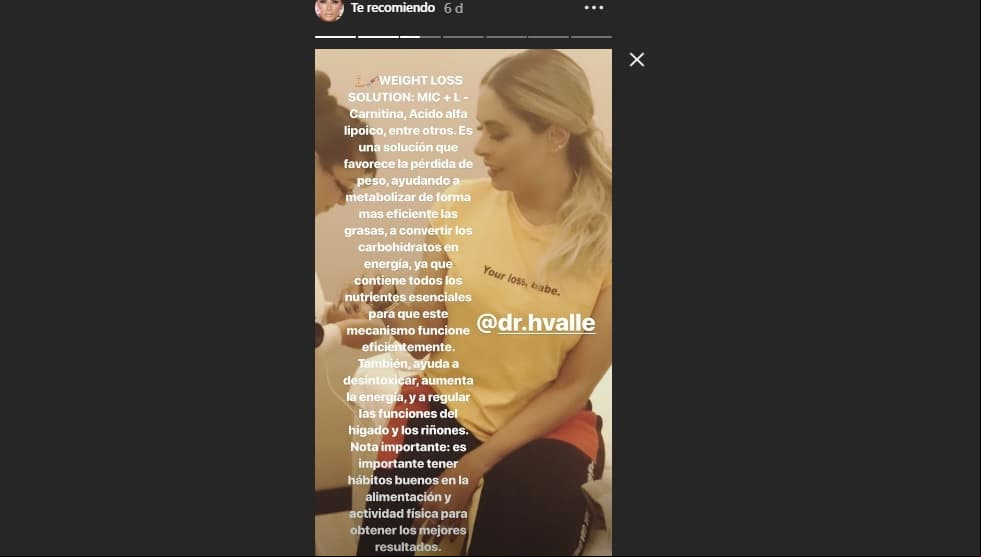 Galilea Montijo Instagram Stories donde habla del producto que usa para bajar de peso