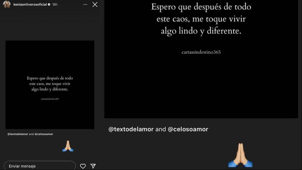 En este mensaje, Kenia Ontiveros agregó el emoticono de las manos en posición de oración.