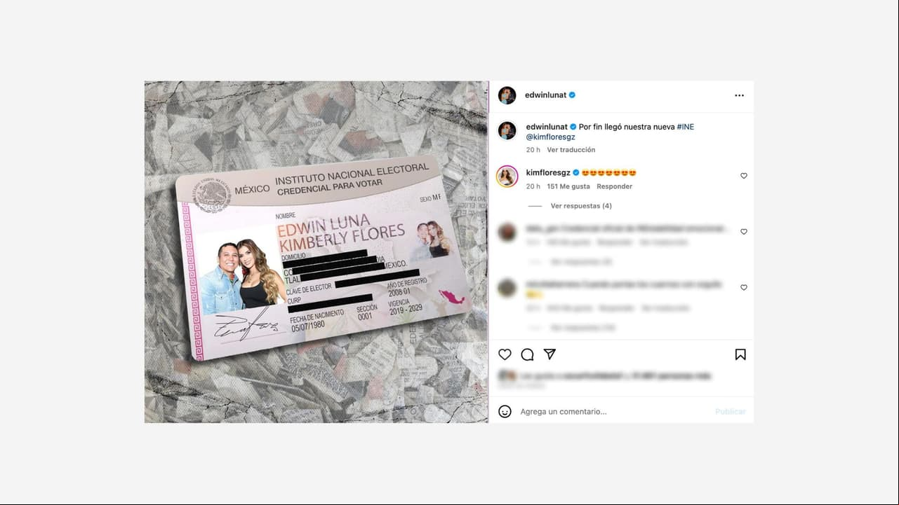 Edwin Luna y Kimberly Flores llevan su amor hasta su credencial del INE.