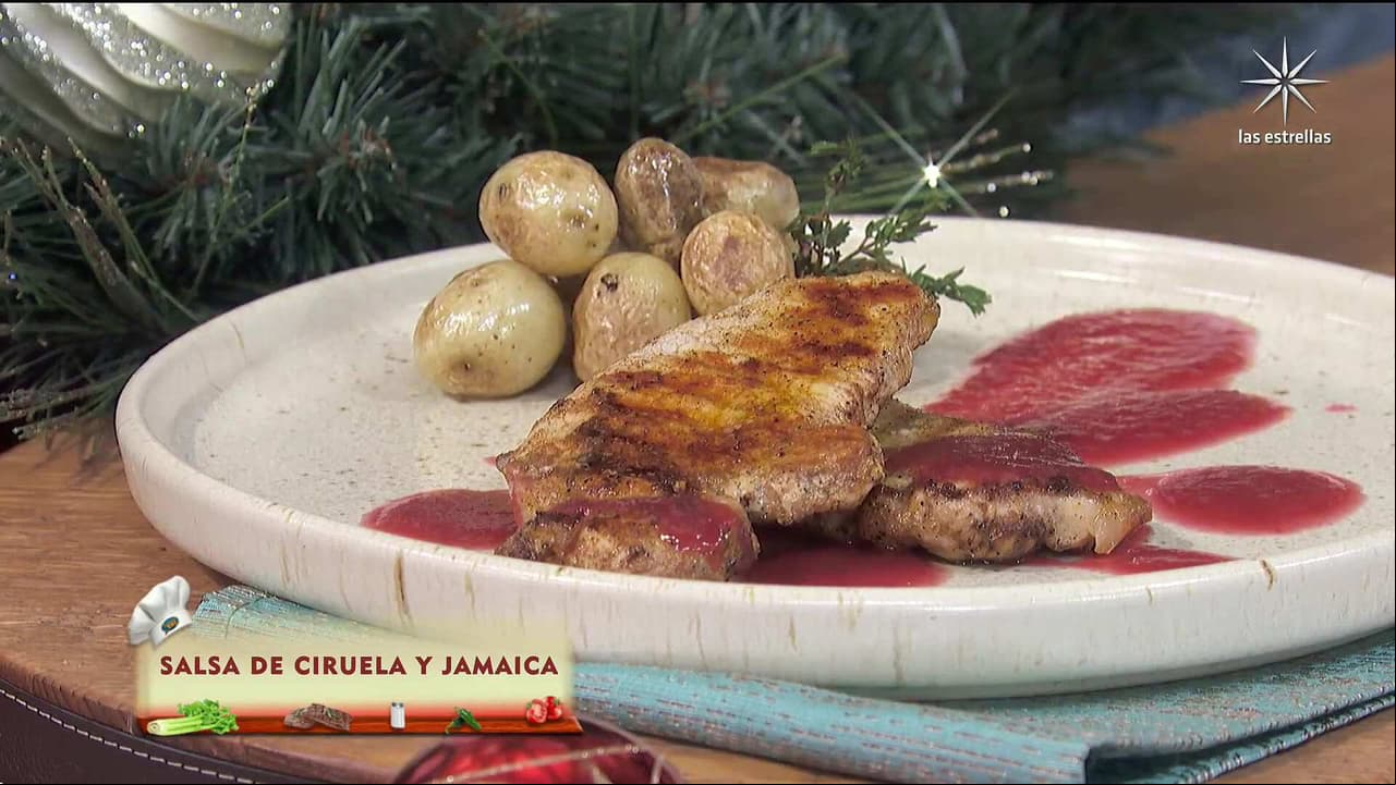 Receta de Año Nuevo: Chuletas de cerdo con salsa de ciruela y jamaica