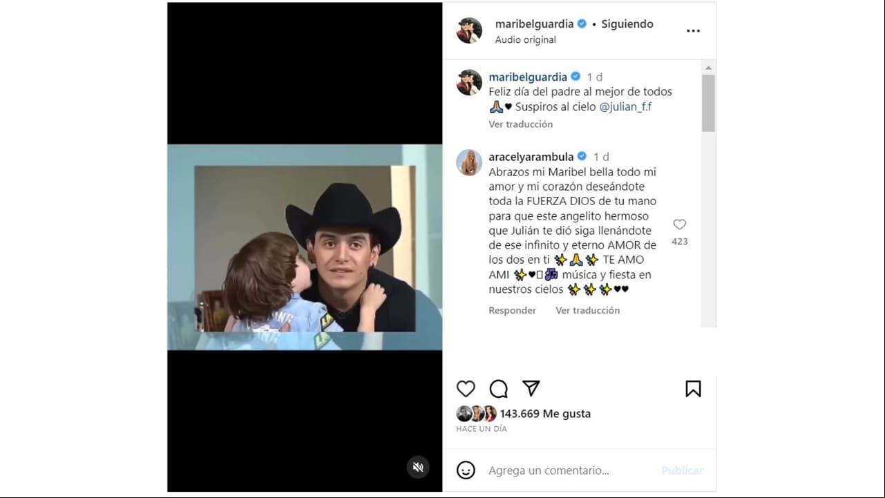 Maribel Guardia felicitó a Julián Figueroa en el Día del Padre.
