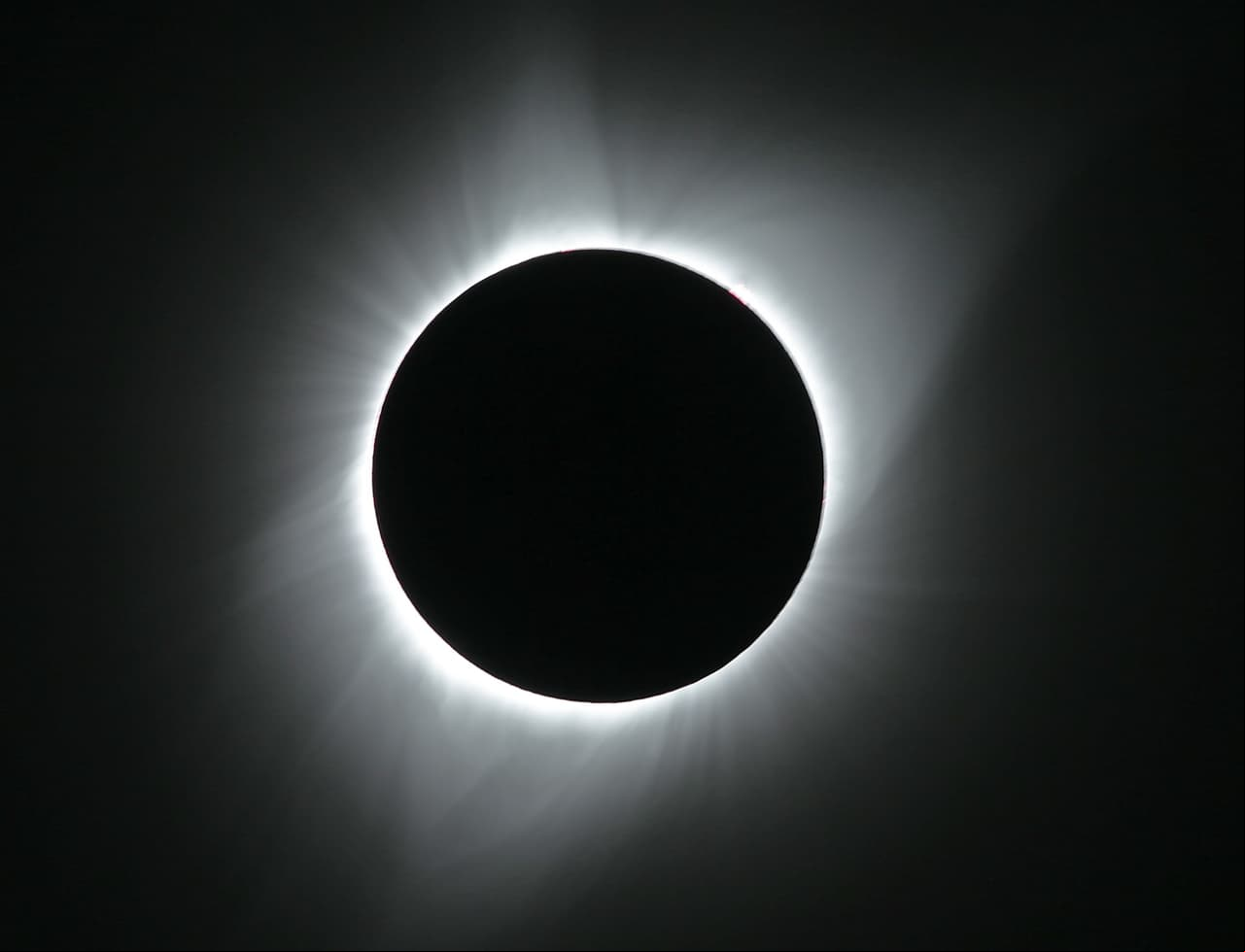 JACKSON, WY - AUGUST 21: The sun is is in full eclipse over Grand Teton National Park on August 21, 2017 outside Jackson, Wyoming. Thousands of people have flocked to the Jackson and Teton National Park area for the 2017 solar eclipse which will be one of the areas that will experience a 100% eclipse on Monday August 21, 2017. (Photo by George Frey/Getty Images)
