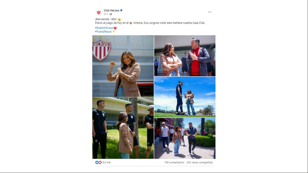 Eva Longoria en la casa del club Necaxa.