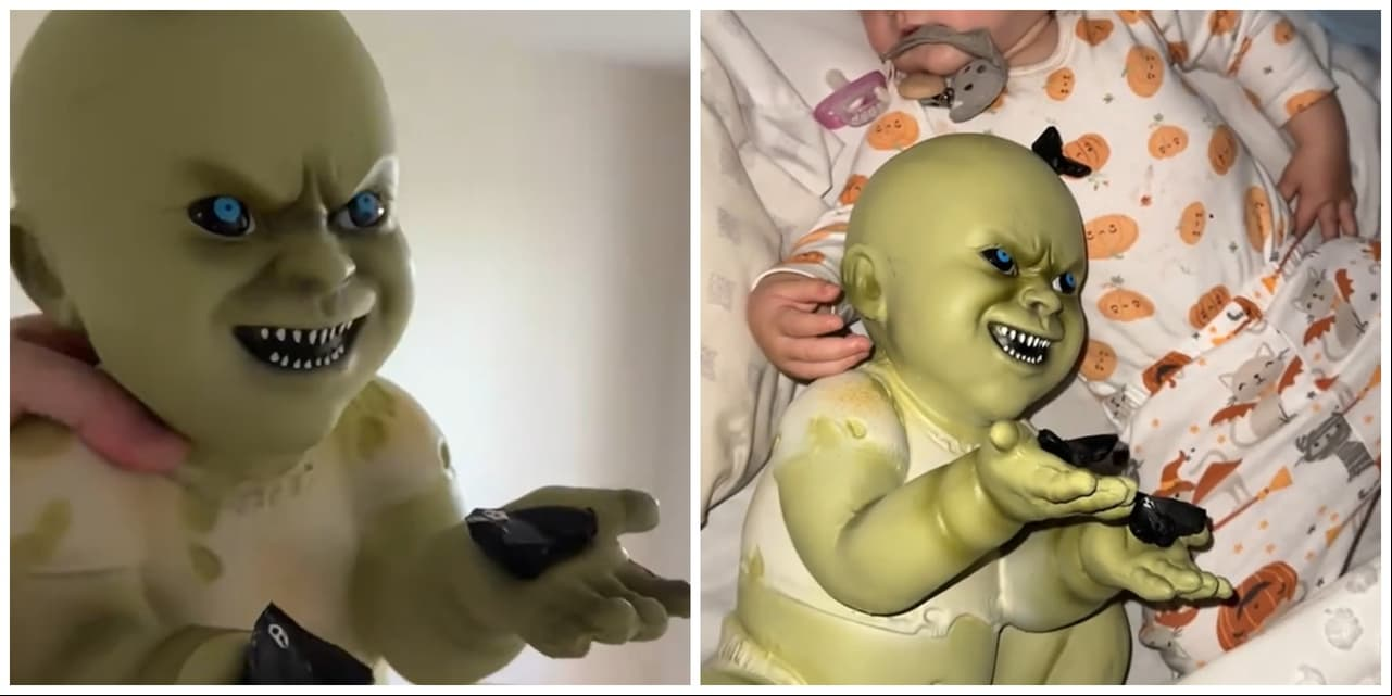Niña regala terrorífica muñeca a su hermanita: la reacción de la bebé impactó a todos