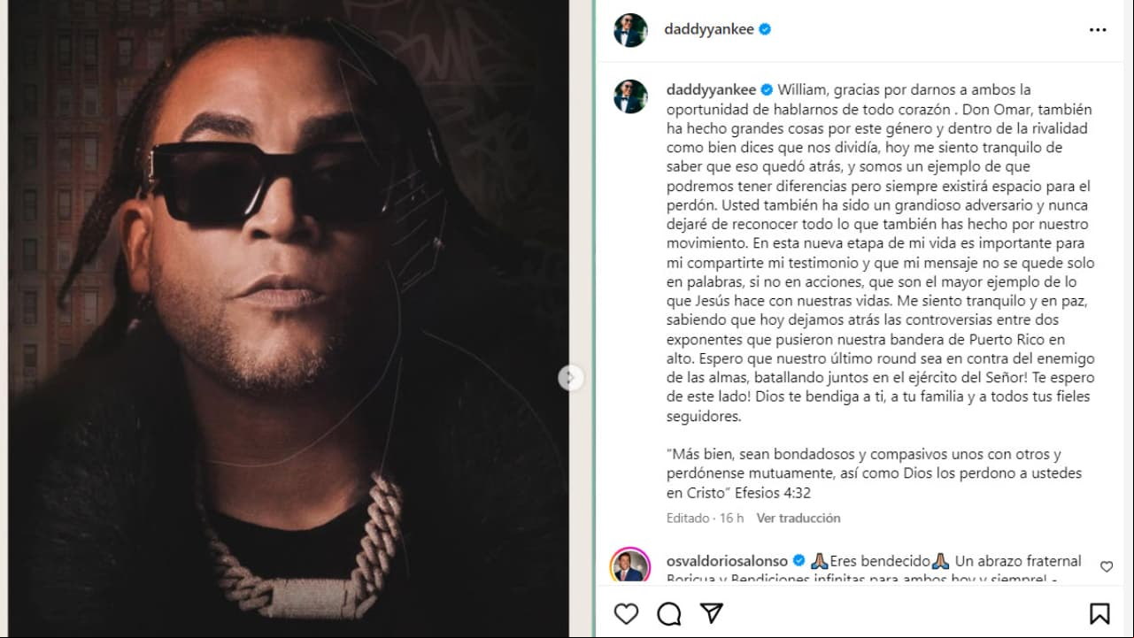 Daddy Yankee le dedica mensaje a Don Omar