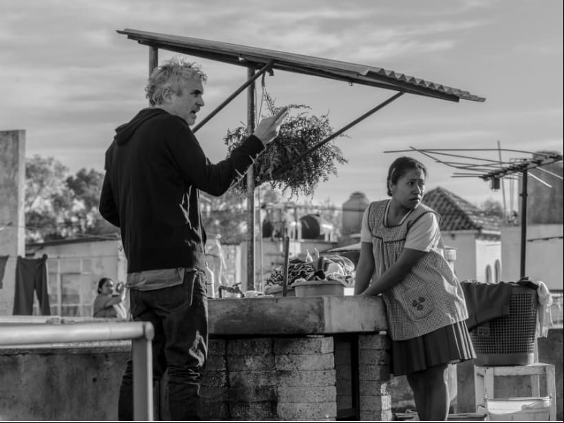 Alfonso Cuarón durante las grabaciones de 'Roma'
